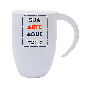 Caneca em Porcelana Branca de 350ml Alça Lua Personalizada