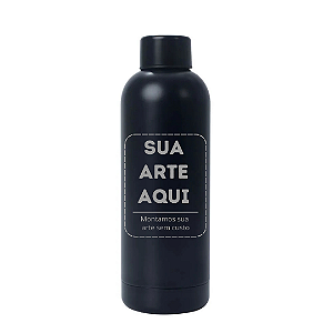 Garrafa Térmica Classic Com Tampa Plana de 500ml Cor Preta- Personalizada