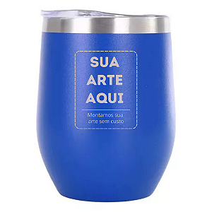 Copo Térmico em Inox Com Tampa Tipo Cuia 360ml Cor Azul Royal - Personalizado