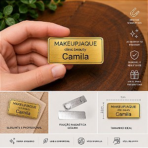Broche em acrílico ABS Magnético Retangular - Personalizado