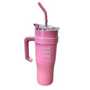 Copo Térmico em Inox Com Tampa e Canudo 1,2L - Personalizado