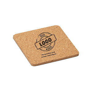 Porta Copos em Cortiça Quadrado Personalizado - Kit com 6 unidades