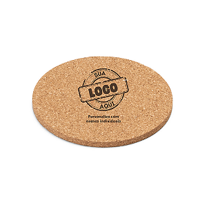 Porta Copos em Madeira com 6 Bases para Copos em Cortiça Personalizado com  - Kit com 6 unidades