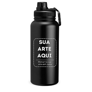 Garrafa Térmica em Inox de 1 litro Cor Preto Fosco - Personalizada