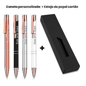 Caneta Metálica Personalizada + Estojo Papel Cartão