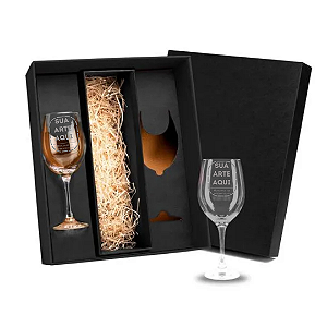 Kit De Taças de Vinho em Vidro 490ml - Personalizada Laser