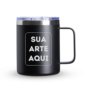 Caneca térmica em Inox Com Tampa 350ml Cor Preta - Personalizada