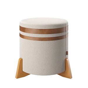 Puff Elegance - Linho Com Couro