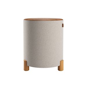 Puff Requinte - Linho Com Couro