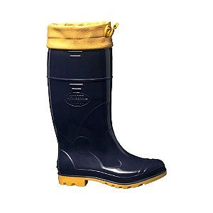 Bota Galocha Calfor Pampeana Industrial Azul/Amarela Impermeável com Amarra CA 39764