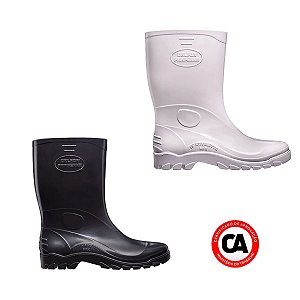 Galocha Bota Impermeável Calfor Stivaletto Max Cano Médio Preto ou Branca CA 45.871 e 45.872