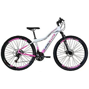 Bicicleta Feminina Aro 29 Absolute 21V  Freio a Disco - Cor: Branco Rosa