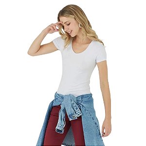 Blusa Feminina Baby Look Básica Malwee Gola V