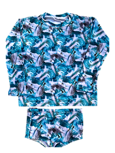 Conjunto Infantil Camiseta Proteção UV 50+ e Sunga Box Surf