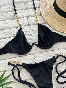 Top Aro Preto Maiorca com Correntes (CALCINHA NÃO INCLUSO)