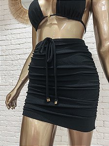 Mini Saia Franzida Preto Maiorca