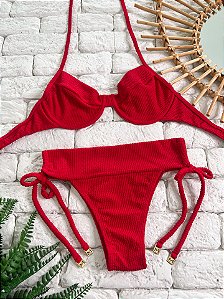 Calcinha Normal Cós Largo Aruba Vermelho (BUSTO NÃO INCLUSO)