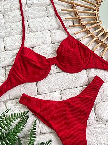 Top Meia Taça Aruba Vermelho sem bojo (CALCINHA NÃO INCLUSO)