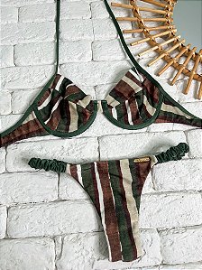 Calcinha Frufru Fio duplo Trancoso + Verde (CORTININHA NÃO INCLUSO)