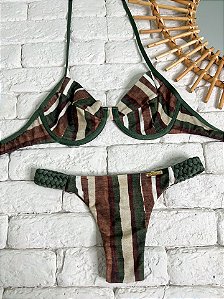 Calcinha Trançada Fio Duplo Trancoso + Verde (CORTININHA NÃO INCLUSO)