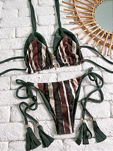 Calcinha Dupla Face Empina Bumbum Trancoso + Verde Militar (CORTININHA NÃO INCLUSO)