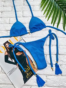 Calcinha Aruba Azul Fio Duplo Amarra Fina (BUSTO NÃO INCLUSO)