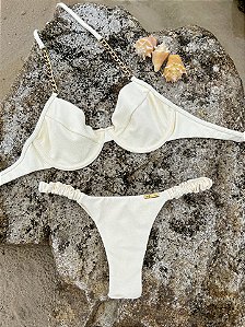 Calcinha Frufru Fio duplo Pérola Maiorca (CORTININHA NÃO INCLUSO)