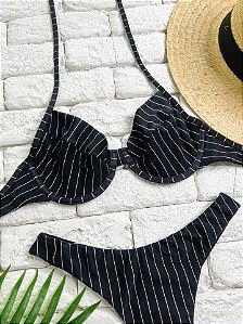 Top Meia Taça Risca de Giz sem bojo (CALCINHA NÃO INCLUSO)