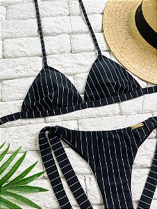 TOP FIXO Risca de Giz com Bojo Removível (CALCINHA NÃO INCLUSO)