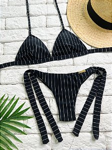 Calcinha Fio Duplo Risca de Giz Amarra Larga (CORTININHA NÃO INCLUSO)