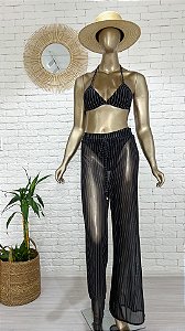 Calça Pantalona de Tule Risca de Giz