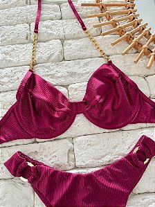 Top Meia Taça Marsala com Correntes sem Bojo (CALCINHA NÃO INCLUSO)