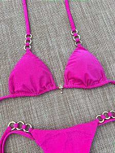 Cortininha Argola Miami Pink com Costura Embutida e Bojo Removível (CALCINHA NÃO INCLUSO)