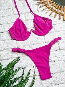 Calcinha Frufru Fio duplo Miami Pink (CORTININHA NÃO INCLUSO)