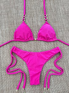 Calcinha Asa Delta Fio Duplo Miami Pink com Amarras (BUSTO NÃO INCLUSO)