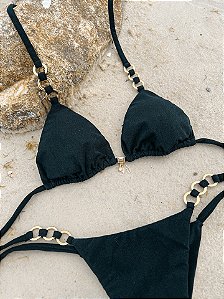 Cortininha Argola Miami Preto com Costura Embutida e Bojo Removível (CALCINHA NÃO INCLUSO)