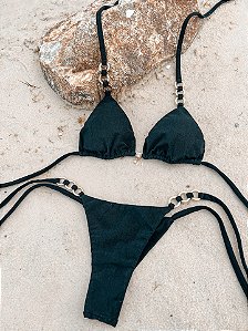 Calcinha Argola Fio Duplo Miami Preto (BUSTO NÃO INCLUSO)