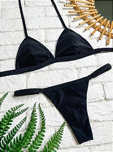 TOP FIXO Miami Preto com Bojo Removível (CALCINHA NÃO INCLUSO)