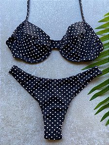 Top Meia Taça Mini Poá sem Bojo (CALCINHA NÃO INCLUSO)