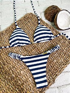 Calcinha Frufru Fio duplo Listrado Azul (CORTININHA NÃO INCLUSO)