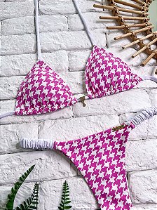 Cortininha Pied Poule Pink com Bojo Removível (CALCINHA NÃO INCLUSO)