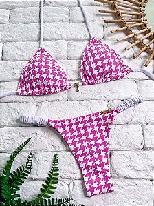 Calcinha Frufru Fio duplo Pied Poule Pink (CORTININHA NÃO INCLUSO)