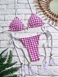 Calcinha Pied Poule Pink Fio Duplo Amarra Fina (BUSTO NÃO INCLUSO)