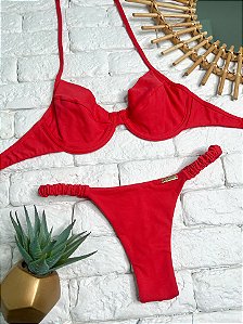 Calcinha Frufru Fio duplo Vermelho 40 graus (CORTININHA NÃO INCLUSO)