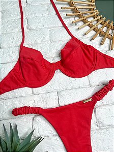 Top Meia Taça Vermelho 40 graus sem Bojo (CALCINHA NÃO INCLUSO)