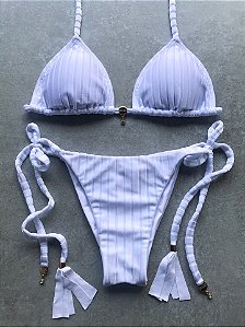 Calcinha Dupla Face Empina Bumbum Canelado Branco (CORTININHA NÃO INCLUSO)