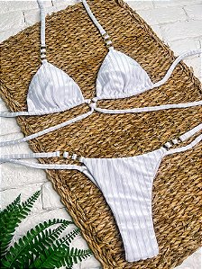 Calcinha Argola Fio Duplo Canelado Branco (BUSTO NÃO INCLUSO)