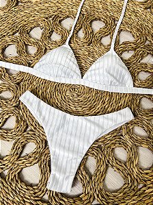 Calcinha Asa Delta Fio Duplo Canelado Branco (BUSTO NÃO INCLUSO)