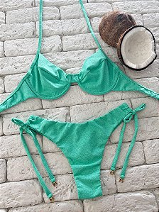 Calcinha Asa Delta Fio Duplo Luna Verde com Amarras (BUSTO NÃO INCLUSO)