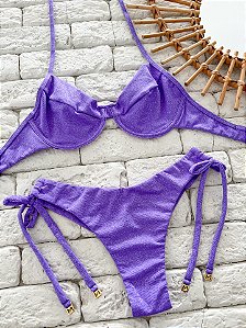 Calcinha Asa Delta Fio Duplo Luna Lavanda com Amarras (BUSTO NÃO INCLUSO)